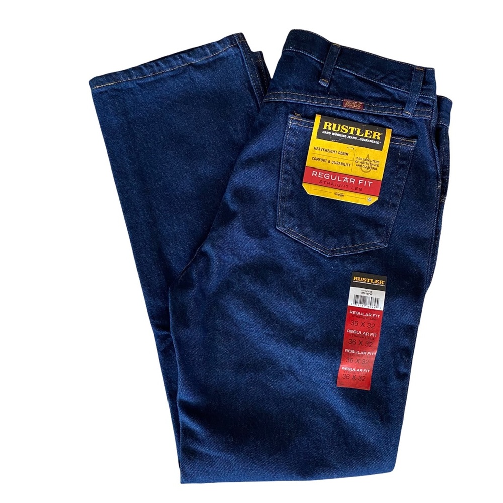 Rustler 36x32 relaxed fit work jeans.
